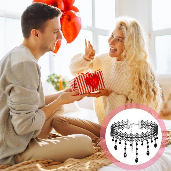 Gothic Black Choker Necklace for Women Gothic Black Necklace Adjustable Vintage - Picture 7 of 7